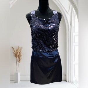 Jasmine Midnight Blue Sequin Midi Dress